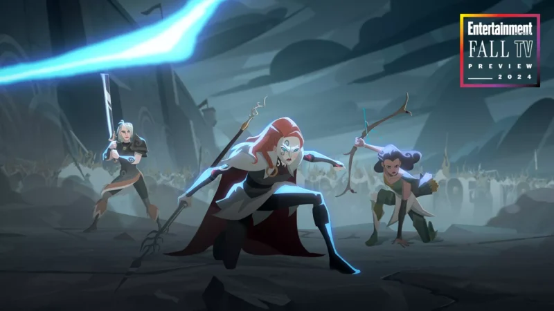 As mulheres nórdicas se alinham em formação em *Crepúsculo dos Deuses*. FOTO: Netflix